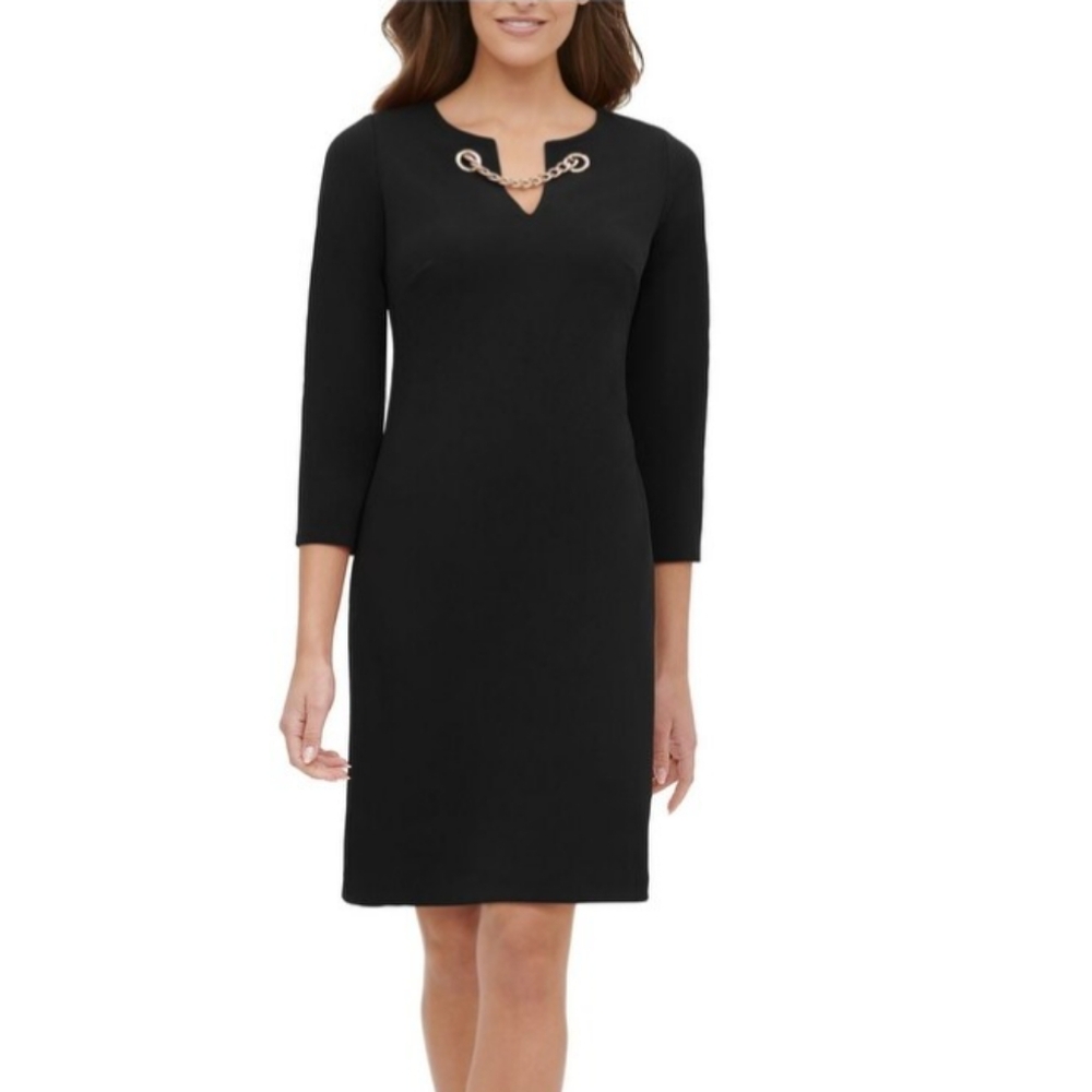Tommy Hilfiger Black Dress with Chain Accent